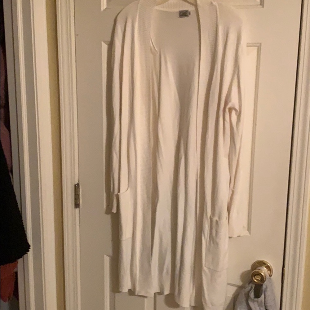 White lightweight duster cardigan